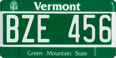 VT license plate BZE456