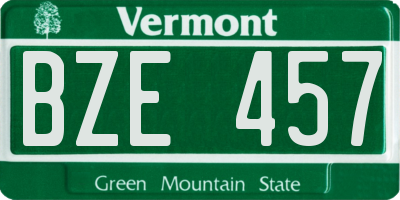 VT license plate BZE457