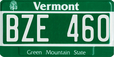 VT license plate BZE460