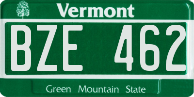 VT license plate BZE462
