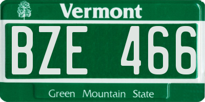 VT license plate BZE466