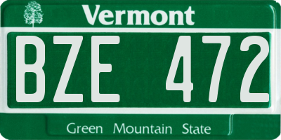 VT license plate BZE472