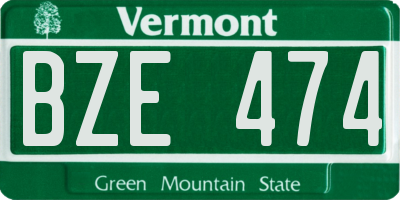 VT license plate BZE474