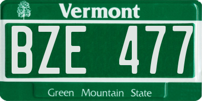 VT license plate BZE477