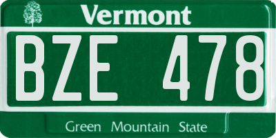 VT license plate BZE478