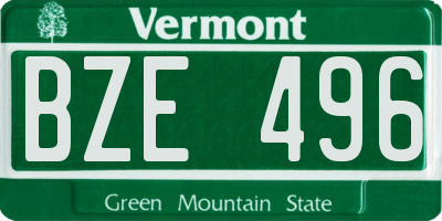 VT license plate BZE496