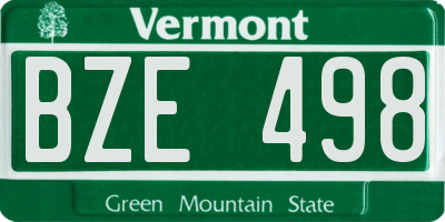 VT license plate BZE498