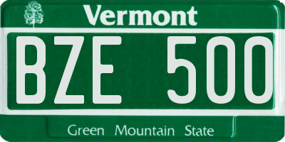 VT license plate BZE500