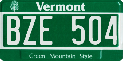 VT license plate BZE504
