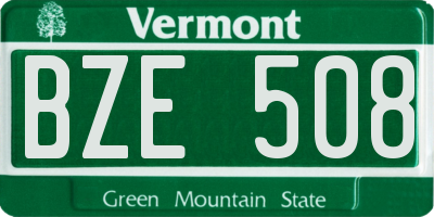 VT license plate BZE508