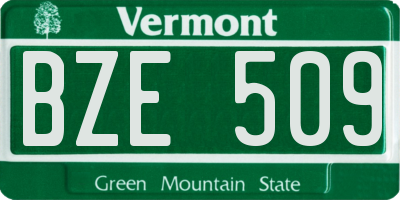 VT license plate BZE509