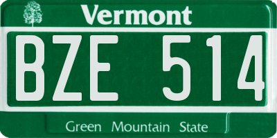 VT license plate BZE514