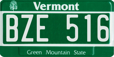 VT license plate BZE516