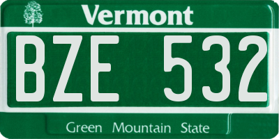 VT license plate BZE532