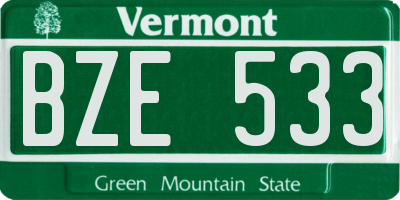 VT license plate BZE533