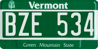 VT license plate BZE534