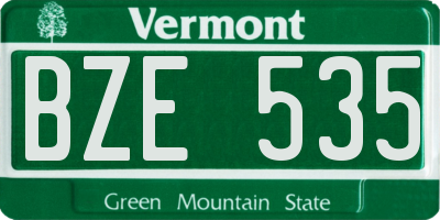 VT license plate BZE535