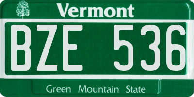 VT license plate BZE536