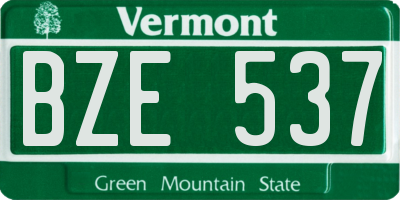 VT license plate BZE537