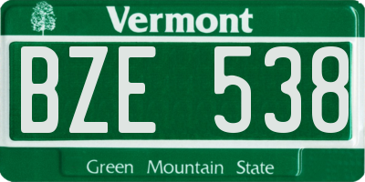 VT license plate BZE538