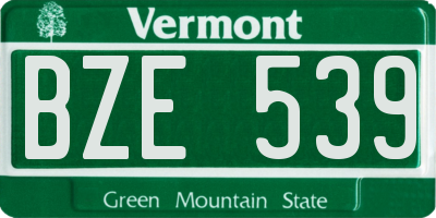 VT license plate BZE539