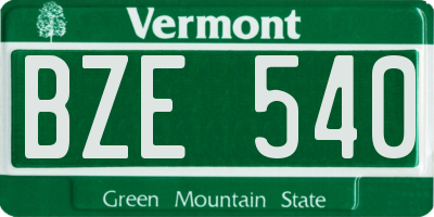 VT license plate BZE540