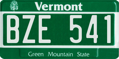 VT license plate BZE541