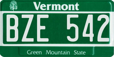 VT license plate BZE542