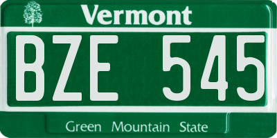 VT license plate BZE545