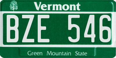 VT license plate BZE546