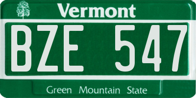 VT license plate BZE547