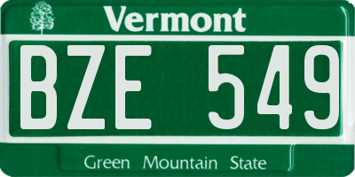 VT license plate BZE549