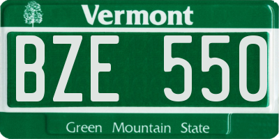 VT license plate BZE550