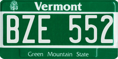VT license plate BZE552