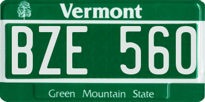 VT license plate BZE560