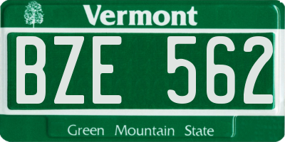 VT license plate BZE562