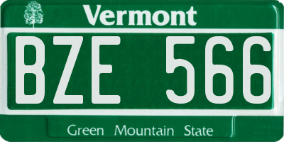 VT license plate BZE566
