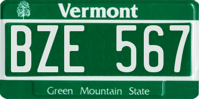 VT license plate BZE567