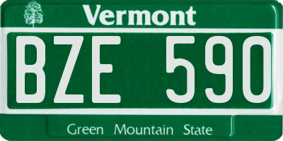 VT license plate BZE590