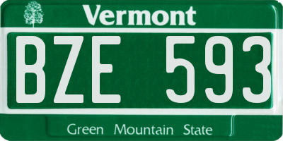VT license plate BZE593