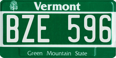 VT license plate BZE596