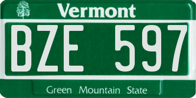 VT license plate BZE597