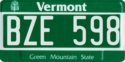 VT license plate BZE598