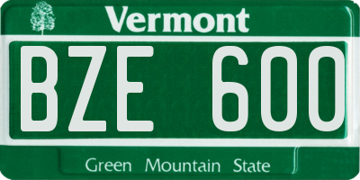 VT license plate BZE600