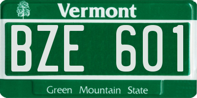 VT license plate BZE601