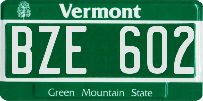 VT license plate BZE602