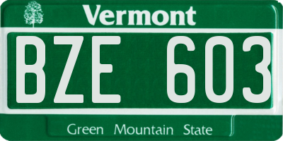 VT license plate BZE603