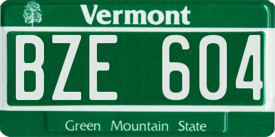 VT license plate BZE604