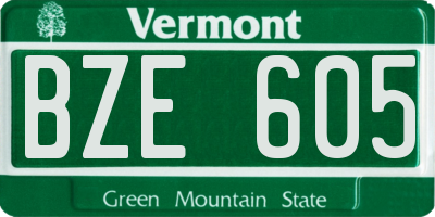 VT license plate BZE605