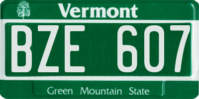 VT license plate BZE607